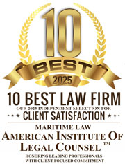 10 Best 2025 | 10 Best Law Firm | Our 2025 Independent selection for Client Satisfaction | Maritime Law American Institute of Legal counsel | Honoring Leading professionals with client focused commitment